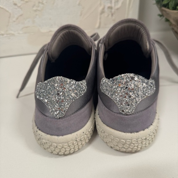 OXS Woobie Gray Silver Satin Suede Glitter Women's Sneaker 9.5 - Picture 13 of 13